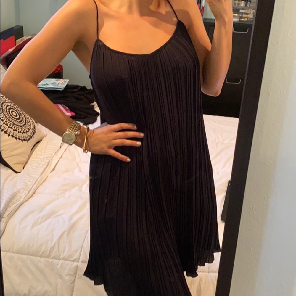 Pleated navy blue dress